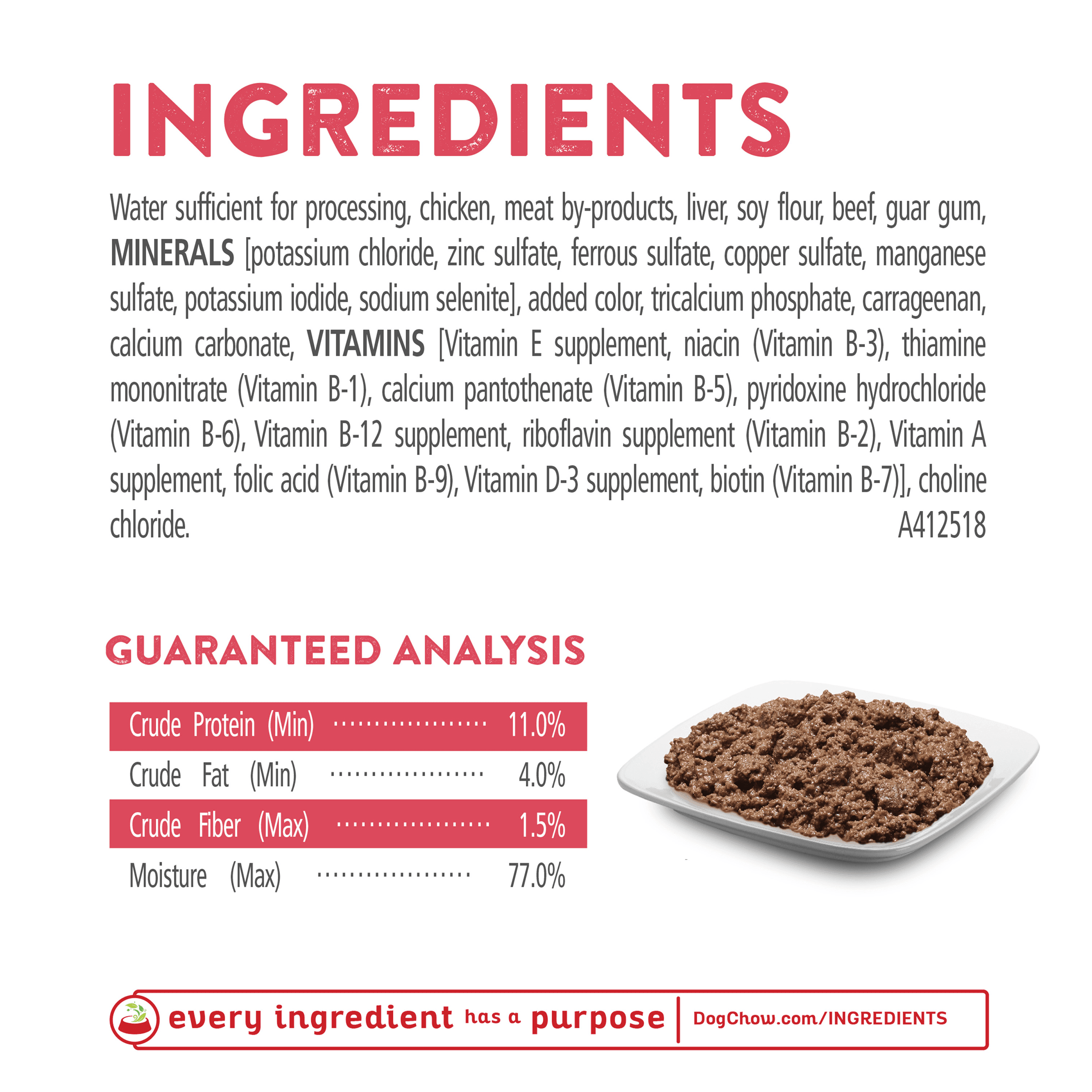 Purina Dog Chow High Protein Wet Dog Food with Real Lamb in Gravy 13oz - Image 2