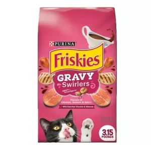 Friskies Gravy Swirlers With Flavors of Chicken, Salmon & Gravy Dry Cat Food